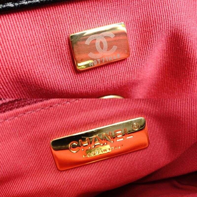 CHANEL 19 Large Shoulder Bag Lambskin Black N9T7H48 Logo Coco Mark 7-6-661