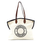 BURBERRY TB Logo Canvas Tote Bag Beige Leather Brown