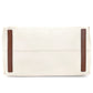 BURBERRY TB Logo Canvas Tote Bag Beige Leather Brown