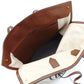 BURBERRY TB Logo Canvas Tote Bag Beige Leather Brown