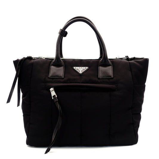 PRADA Tessuto Bomber Nylon Handbag Black 1BG636 Black