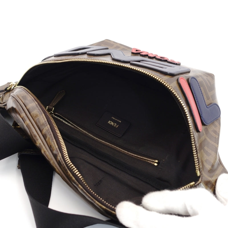 FENDI Zucca Body Bag Brown PVC