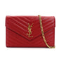 YVES SAINT LAURENT Chain Shoulder Bag Leather Red Gold Hardware