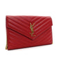 YVES SAINT LAURENT Chain Shoulder Bag Leather Red Gold Hardware