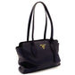 PRADA Tote Bag Blue Leather 1BG112 Gold Hardware Shoulder Bag
