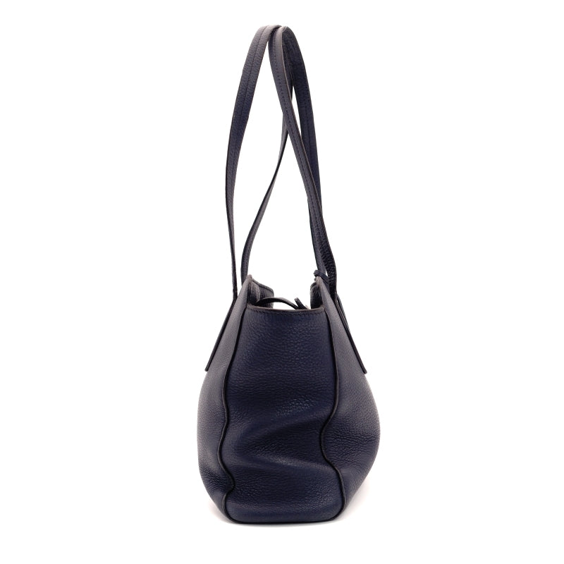 PRADA Tote Bag Blue Leather 1BG112 Gold Hardware Shoulder Bag