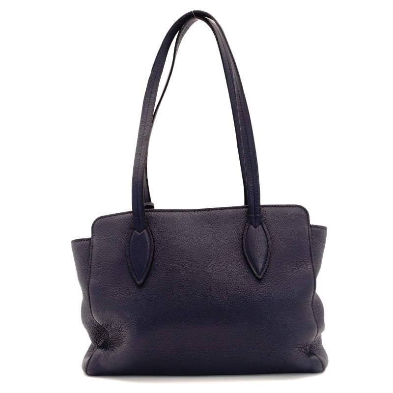 PRADA Tote Bag Blue Leather 1BG112 Gold Hardware Shoulder Bag