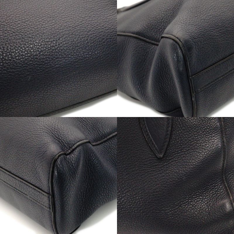 PRADA Tote Bag Blue Leather 1BG112 Gold Hardware Shoulder Bag