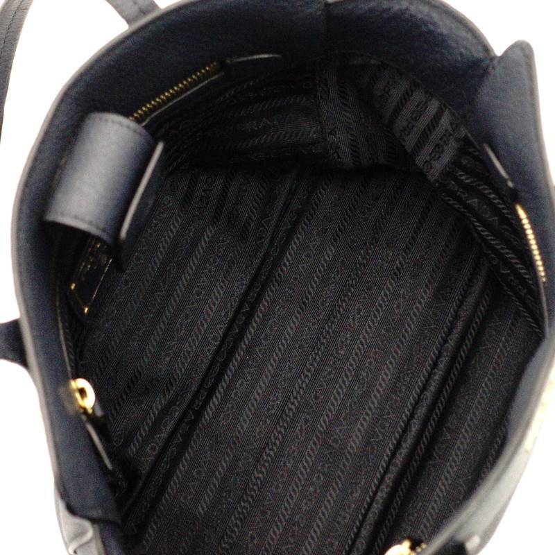 PRADA Tote Bag Blue Leather 1BG112 Gold Hardware Shoulder Bag