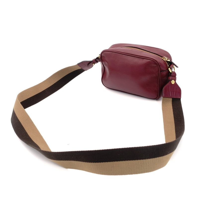 FENDI Cam Shoulder Bag Burgundy Leather FF Logo Gold Hardware