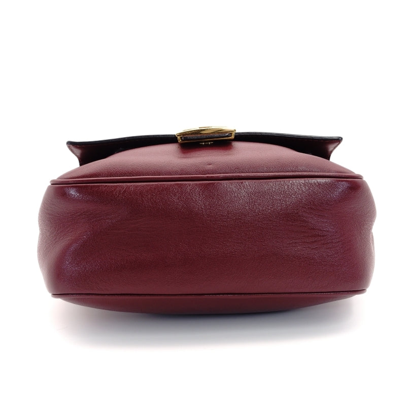 FENDI Cam Shoulder Bag Burgundy Leather FF Logo Gold Hardware