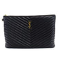 YVES SAINT LAURENT Clutch Bag Logo Black Gold Hardware
