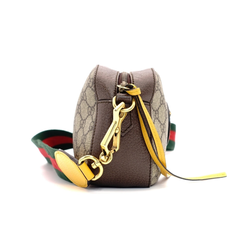 GUCCI GG Supreme Shoulder Bag Beige Logo PVC Leather Brown