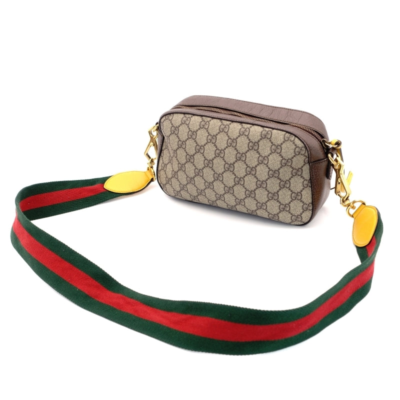 GUCCI GG Supreme Shoulder Bag Beige Logo PVC Leather Brown
