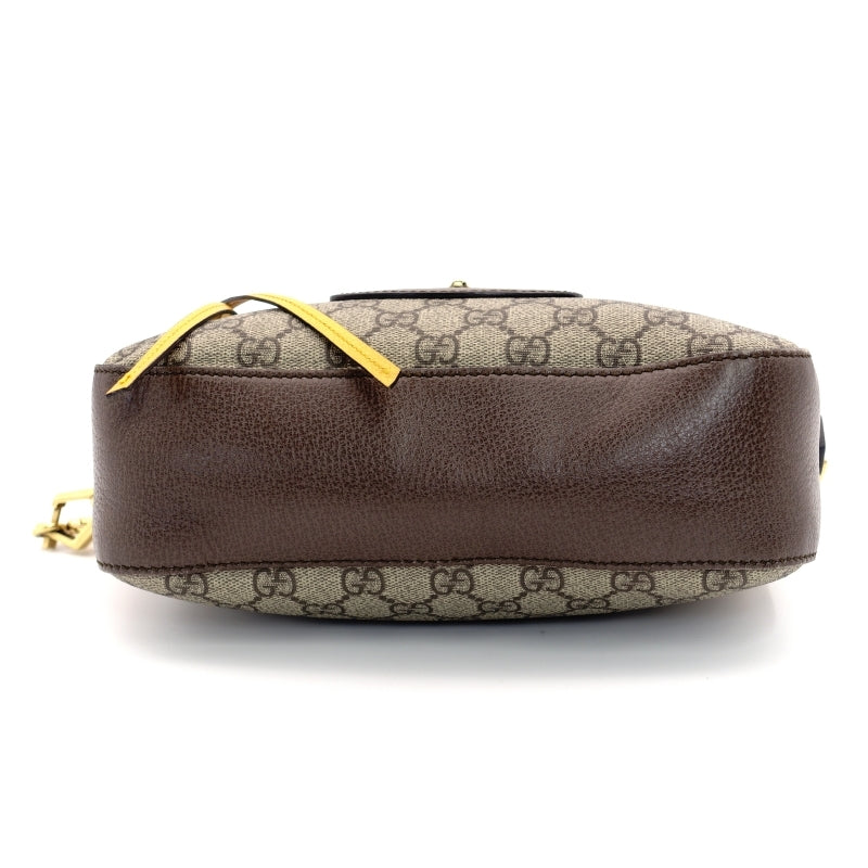 GUCCI GG Supreme Shoulder Bag Beige Logo PVC Leather Brown