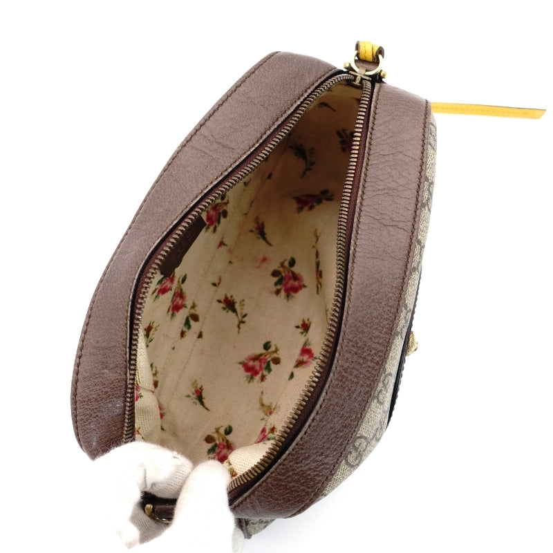 GUCCI GG Supreme Shoulder Bag Beige Logo PVC Leather Brown