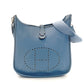 HERMES Evelyn PM Shoulder Bag Blue-Jean Leather stamped □C