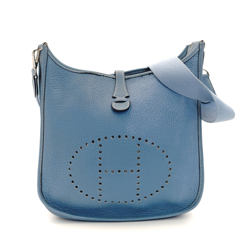 HERMES Evelyn PM Shoulder Bag Blue-Jean Leather stamped □C