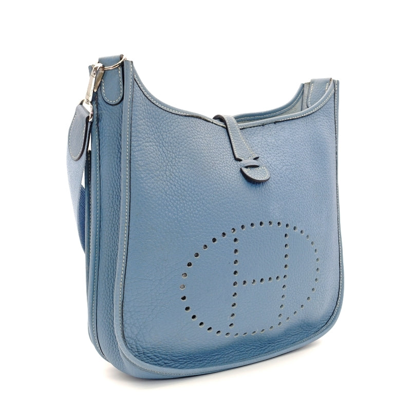 HERMES Evelyn PM Shoulder Bag Blue-Jean Leather stamped □C