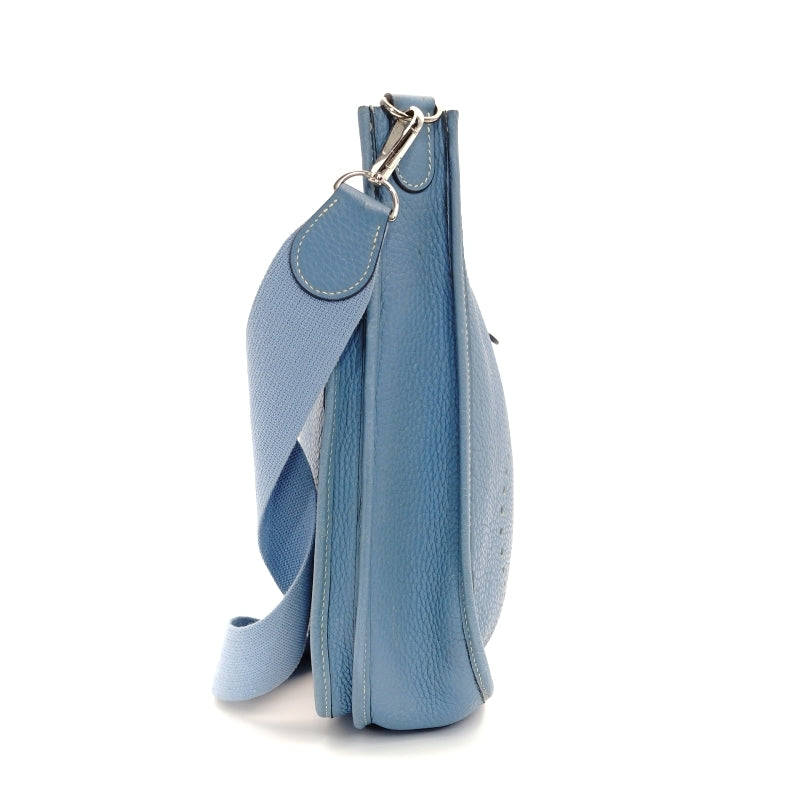 HERMES Evelyn PM Shoulder Bag Blue-Jean Leather stamped □C