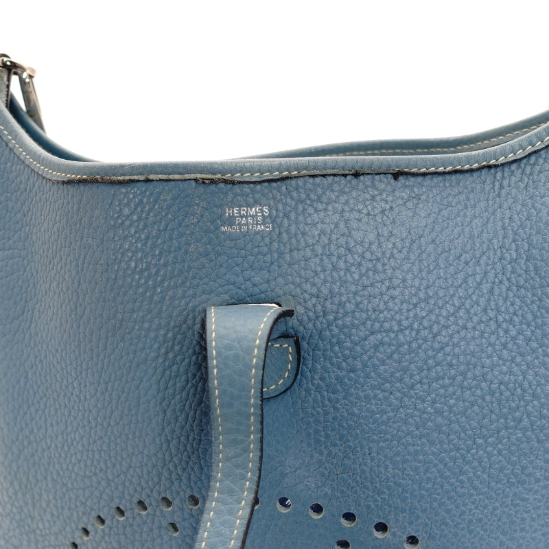 HERMES Evelyn PM Shoulder Bag Blue-Jean Leather stamped □C