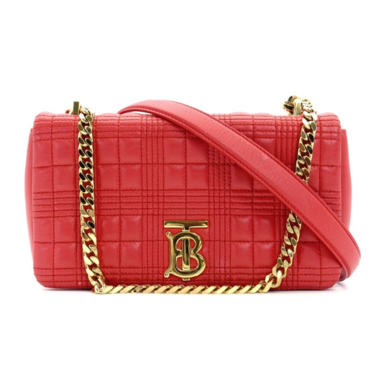 BURBERRY Lola Chain Shoulder Bag Red Leather TB Logo