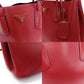 PRADA Handbag 2way Red Saffiano Leather Red Gold Hardware