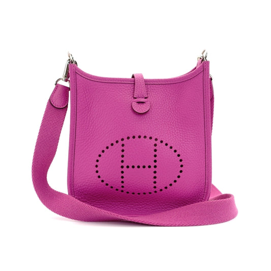 HERMES Evelyn TPM Shoulder Bag Pink Leather Silver Metal Fitting C Stamp