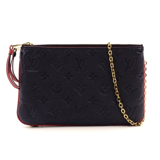 LOUIS VUITTON Monogram Empreinte Pochette Double Zip Pouch Chain Shoulder Bag
