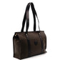 CELINE Macadam Black Brown PVC Tote Bag Leather Vintage