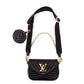 LOUIS VUITTON New Wave Shoulder Bag Black Leather Black Gold Hardware Logo
