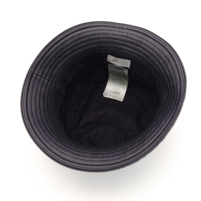 DIOR Bucket Hat Logo Trotter Canvas Leather Navy Size L