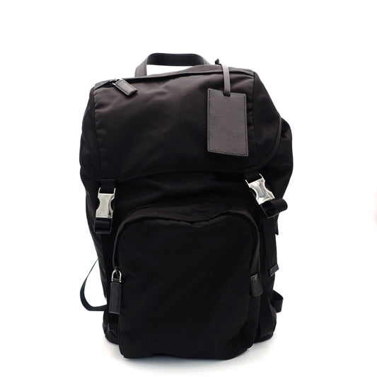 PRADA Nylon Backpack Black Silver Hardware