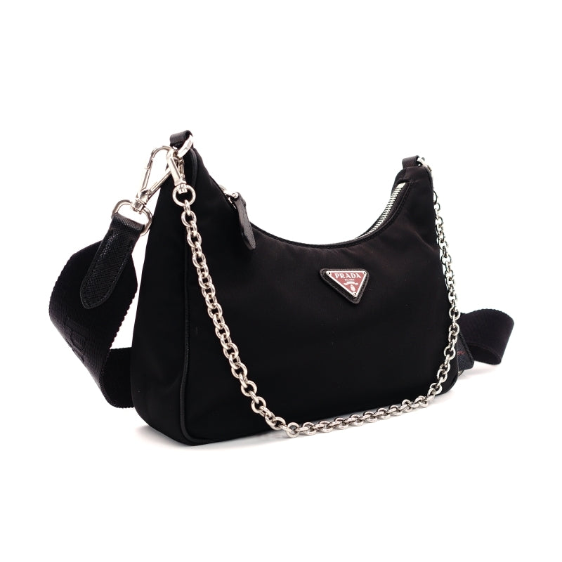 PRADA Shoulder Bag 2-Way Re-Edition Black Re-Edition Black Nylon Shoulder Bag Silver Hardware 7-6-929
