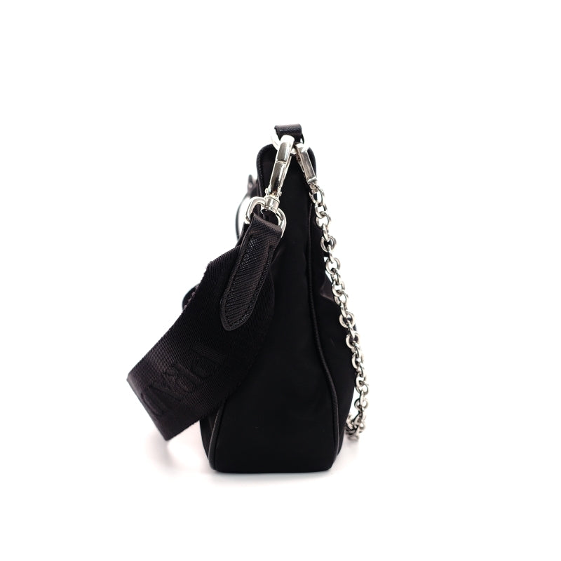 PRADA Shoulder Bag 2-Way Re-Edition Black Re-Edition Black Nylon Shoulder Bag Silver Hardware 7-6-929