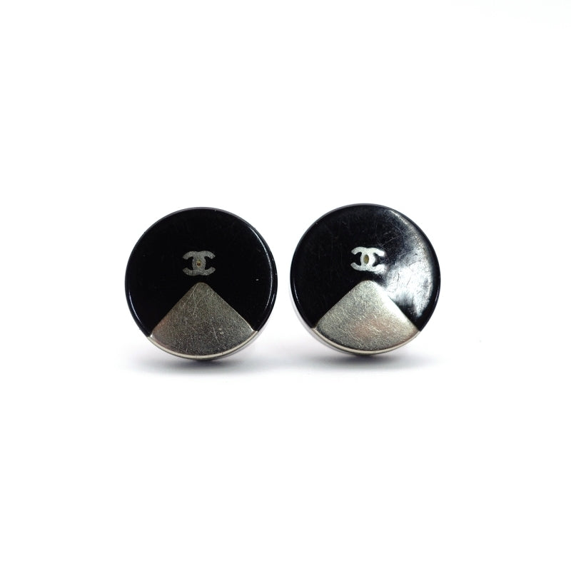 CHANEL Piercing Black Silver CC Mark 00A
