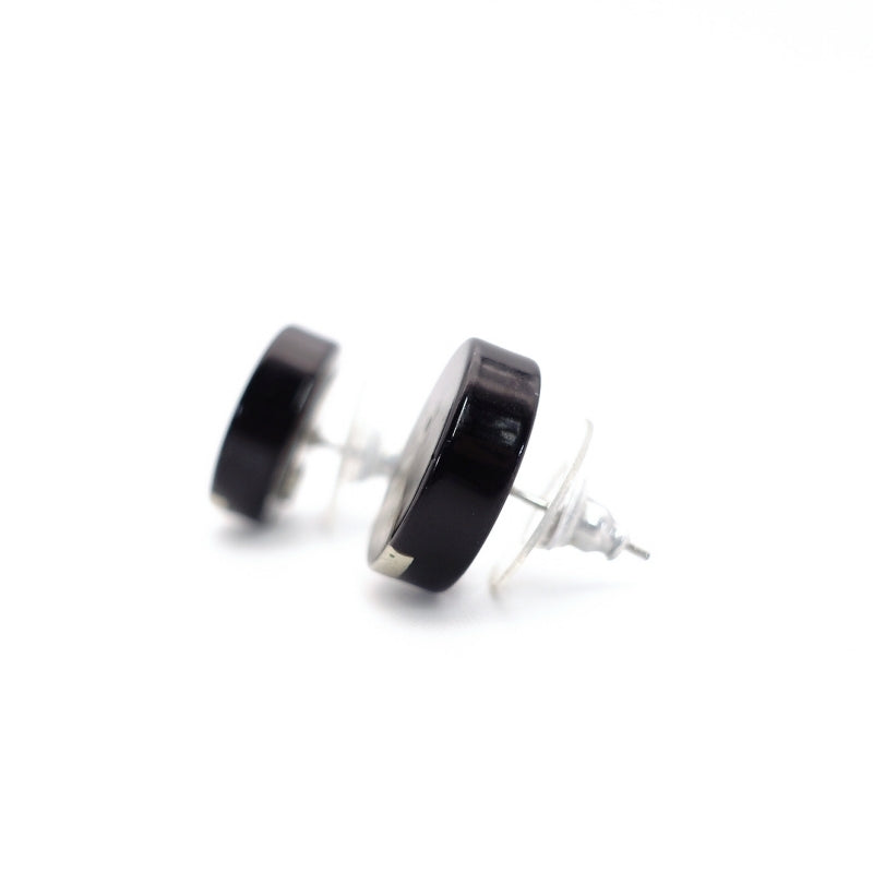 CHANEL Piercing Black Silver CC Mark 00A