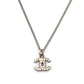 CHANEL Coco Mark Necklace CC Rhinestone Silver 7-5-079