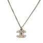 CHANEL COCO Mark Necklace CC Rhinestone Silver F13V 7-4-439