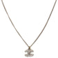 CHANEL Coco Mark Necklace CC Rhinestone Silver C12V 7-4-448