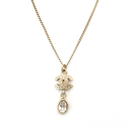 CHANEL Coco Mark Necklace CC Rhinestone 09A 7-4-622