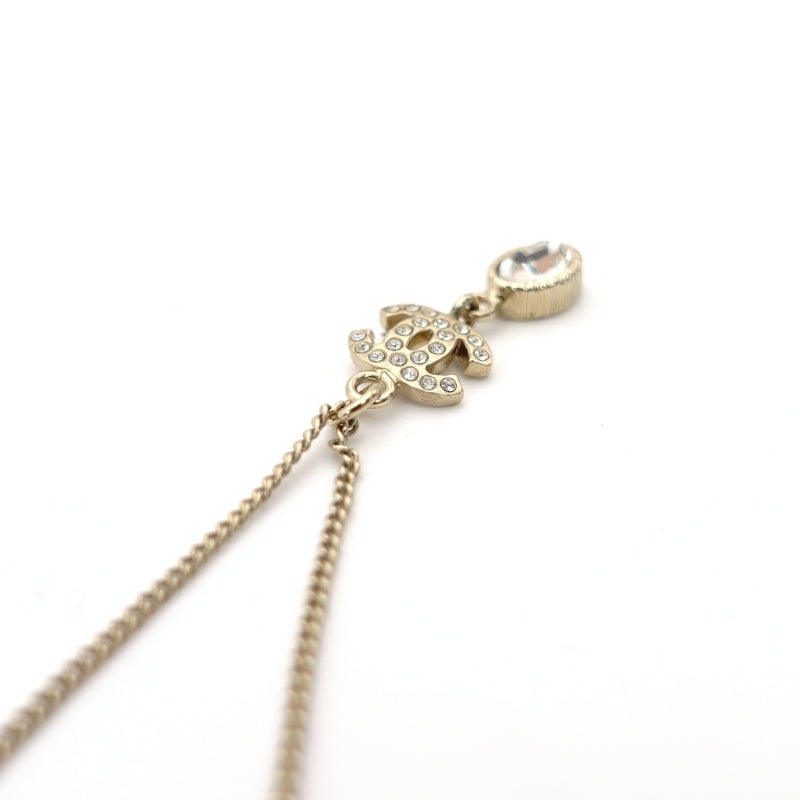 CHANEL Coco Mark Necklace CC Rhinestone 09A 7-4-622