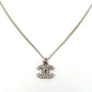 CHANEL Coco Mark Necklace CC Rhinestone Silver A80 7-4-688