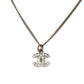 CHANEL Coco Mark Necklace CC Rhinestone Silver 7-4-690