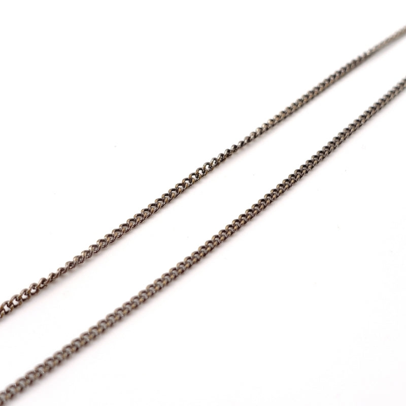 CHANEL Coco Mark Necklace CC Rhinestone Silver 7-4-690