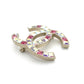 CHANEL Coco Mark Brooch Rhine stone Silver Pink 05P