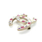 CHANEL Coco Mark Brooch Rhine stone Silver Pink 05P