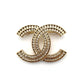 CHANEL Coco Mark Broach Gold Rhine stone Logo