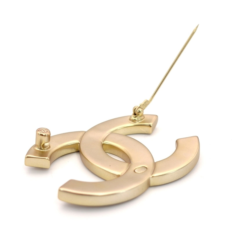 CHANEL Coco Mark Broach Gold Rhine stone Logo