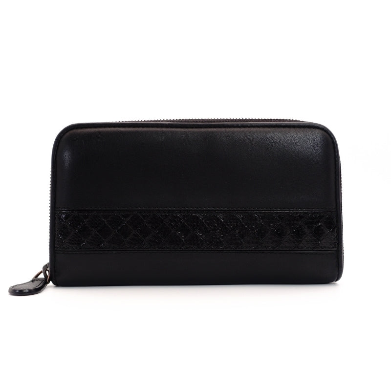 BOTTEGA VENETA Long Wallet Leather Intrecciato Black Men